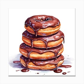 Stack Of Chocolate Donuts Canvas Print