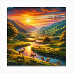 Deer In The Mountains Canvas Print