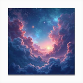 Galactic Watercolor With Dreamy Star Formations 1 Canvas Print