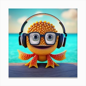 Octopus With Headphones 2 Canvas Print