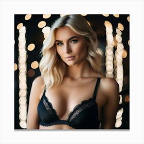 Sexy Woman In Black Bra Canvas Print