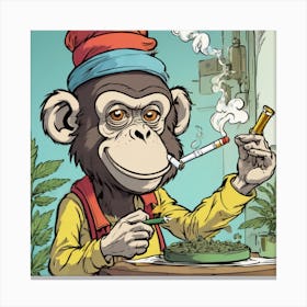 Monkey Smoking A Cigarette Canvas Print