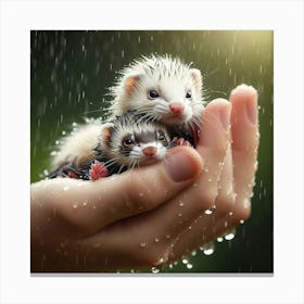 Ferrets In Rain 1 Canvas Print