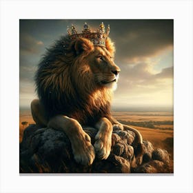 Lion King On Rock Canvas Print