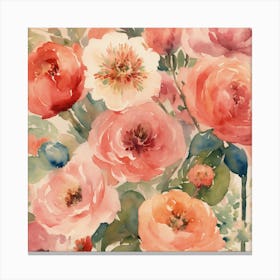 Peach Roses Canvas Print