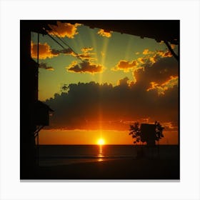 Sunset with sea Canvas Print