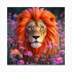 Lion In The Field Canvas Print