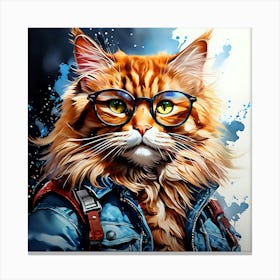 Cat With Glasses 8 Canvas Print