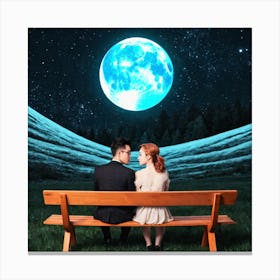 Couple Sitting On A Bench 9 Canvas Print