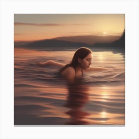 Sunset Swimming Canvas Print