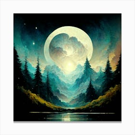 Full Moon In The Forest Canvas Print