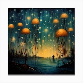 Jellyfish At Night 1 Canvas Print