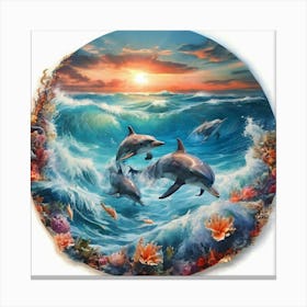 Default Pictures Of The Sea With Dolphins 3 Canvas Print