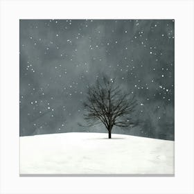 Lone Tree In Snow Canvas Print