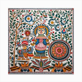 Indian Painting, Indian Art, Indian Painting, Indian Painting Madhubani Painting Indian Traditional Style Canvas Print