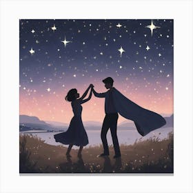 Couple Dancing Under The Stars Canvas Print