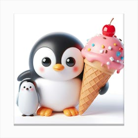 Ice Cream Penguin 1 Canvas Print