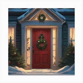Christmas Decoration On Home Door Professional Ominous Concept Art By Artgerm And Greg Rutkowski Canvas Print