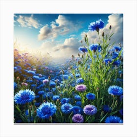 Field Of Cornflowers Canvas Print