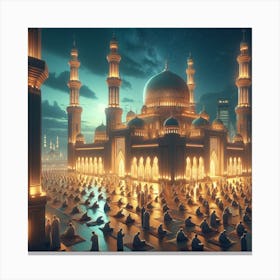 Islamic Mosque At Night 5 Canvas Print