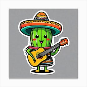 Cactus Playing Guitar Canvas Print