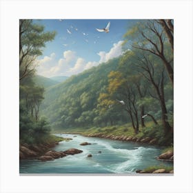 River In The Woods 1 Canvas Print