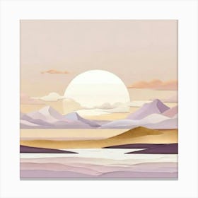 Sunset In The Mountains gold and lilac Canvas Print