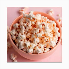 Pink Bowl Of Popcorn Canvas Print