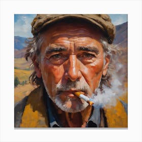 Man Smoking A Cigarette Canvas Print