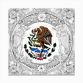 Mexico Flag Coloring Page 7 Canvas Print