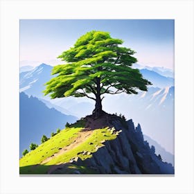 Tree On Top Of Mountain 3 Canvas Print