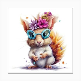 Squirrel In Sunglasses Canvas Print