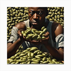 Man Eats Green Beans Canvas Print