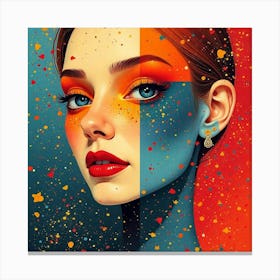 Woman With Colorful Makeup Canvas Print