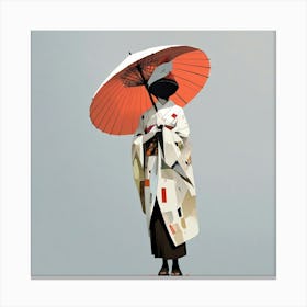 Japanese woman with umbrella 5 Canvas Print