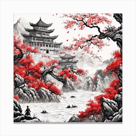 Chinese Dragon Mountain Ink Painting (61) Canvas Print