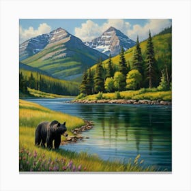 Bear By The River Canvas Print