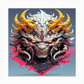 Default Vector Art Of A White Bone Monster Oni Samurai Mask An 7 Canvas Print