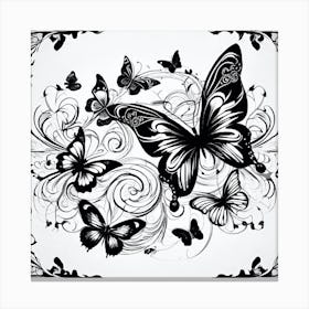 Black And White Butterflies 20 Canvas Print