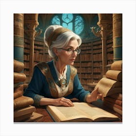 The Elderly Lady Librarian 043 Canvas Print