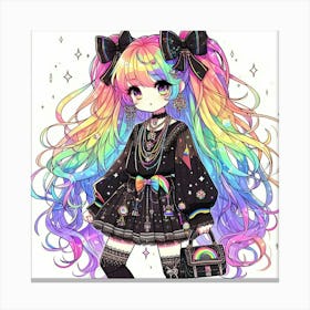 Rainbow Haired Girl Canvas Print