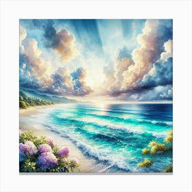 Sunset On The Beach 1107 Canvas Print