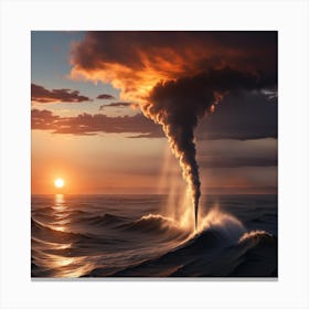 Storm Clouds Over The Ocean Waterspout Canvas Print