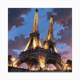 Double Eiffel Tower Concept Canvas Print