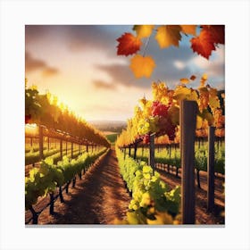 Vineyard At Sunset 1 Canvas Print