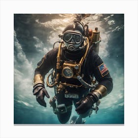 Diver With Victorian Gear Canvas Print
