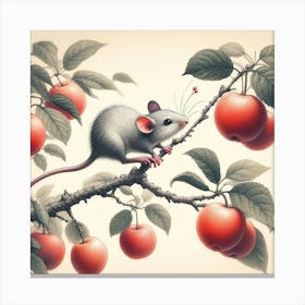 Mouse On Apple Tree Canvas Print