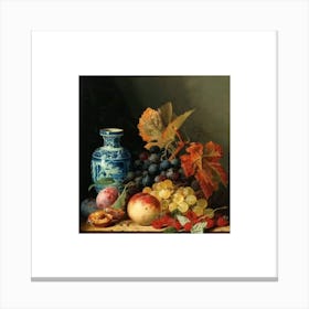 Still Life With Fruit And Vase Canvas Print