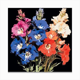 Andy Warhol Style Pop Art Flowers Delphinium 3 Square Canvas Print