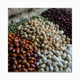 Various Beans On A Sack Canvas Print